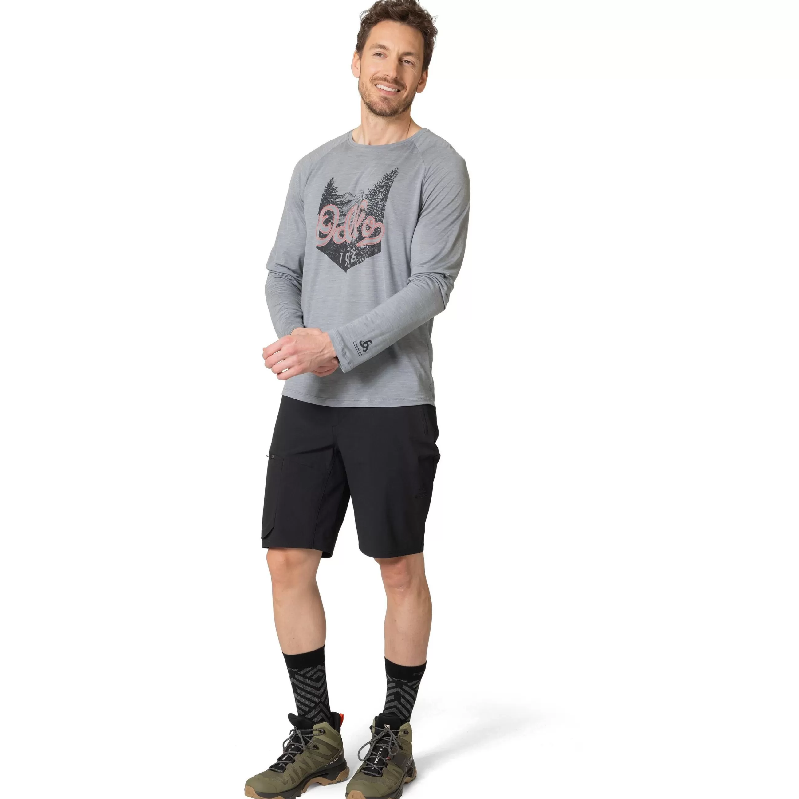 Mid Layers & Longsleeves^Odlo The Ascent Performance Wool 130 Hand Drawn Logo Long Sleeve T-Shirt Grey Melange