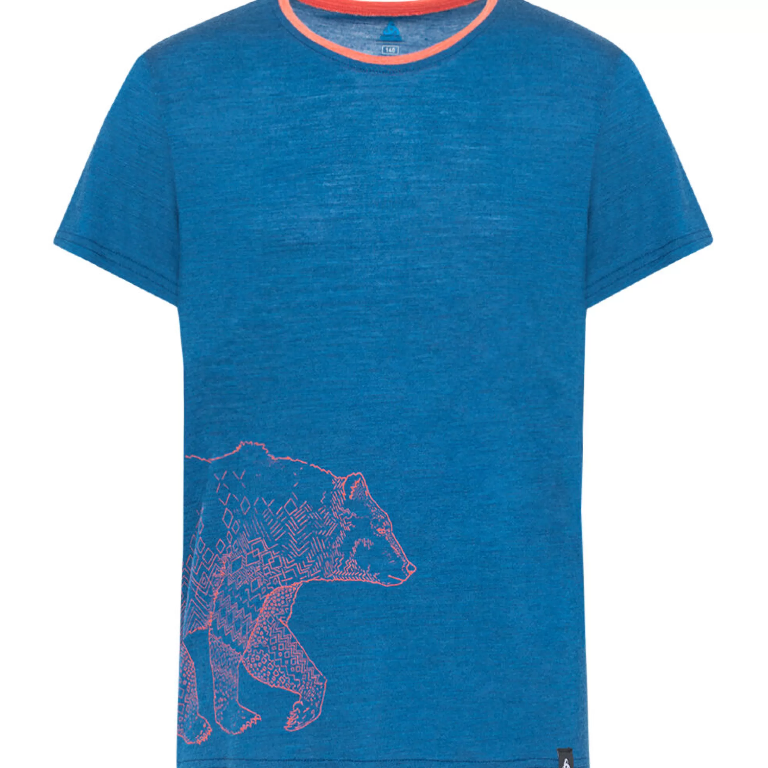 Clothing^Odlo The Weact Kids' Collection Concord Merino Print T-Shirt Estate Blue - Graphic Bear