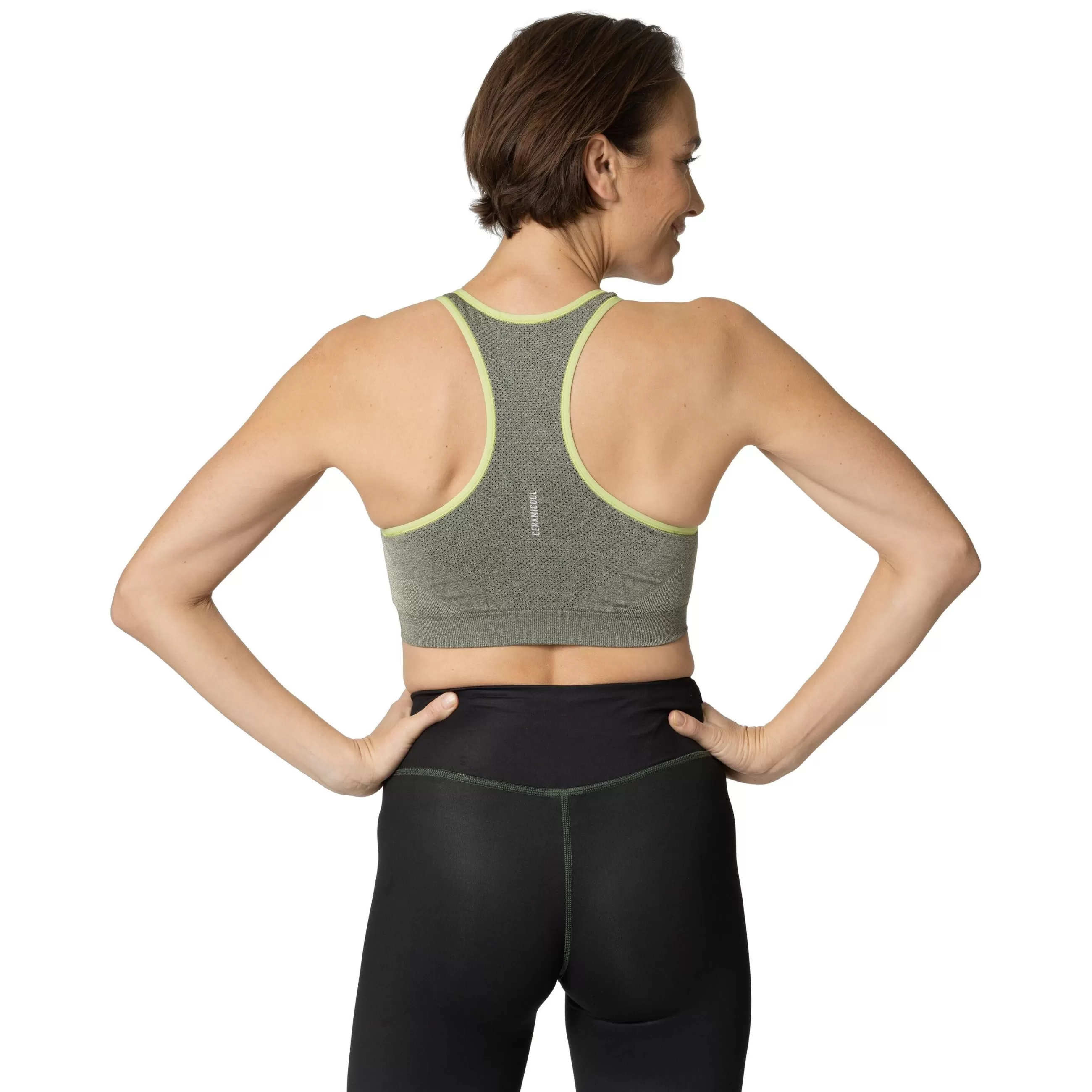 Sports Bras^Odlo The Women's Ceramicool Seamless Medium Support Sports Bra Sharp Green Melange